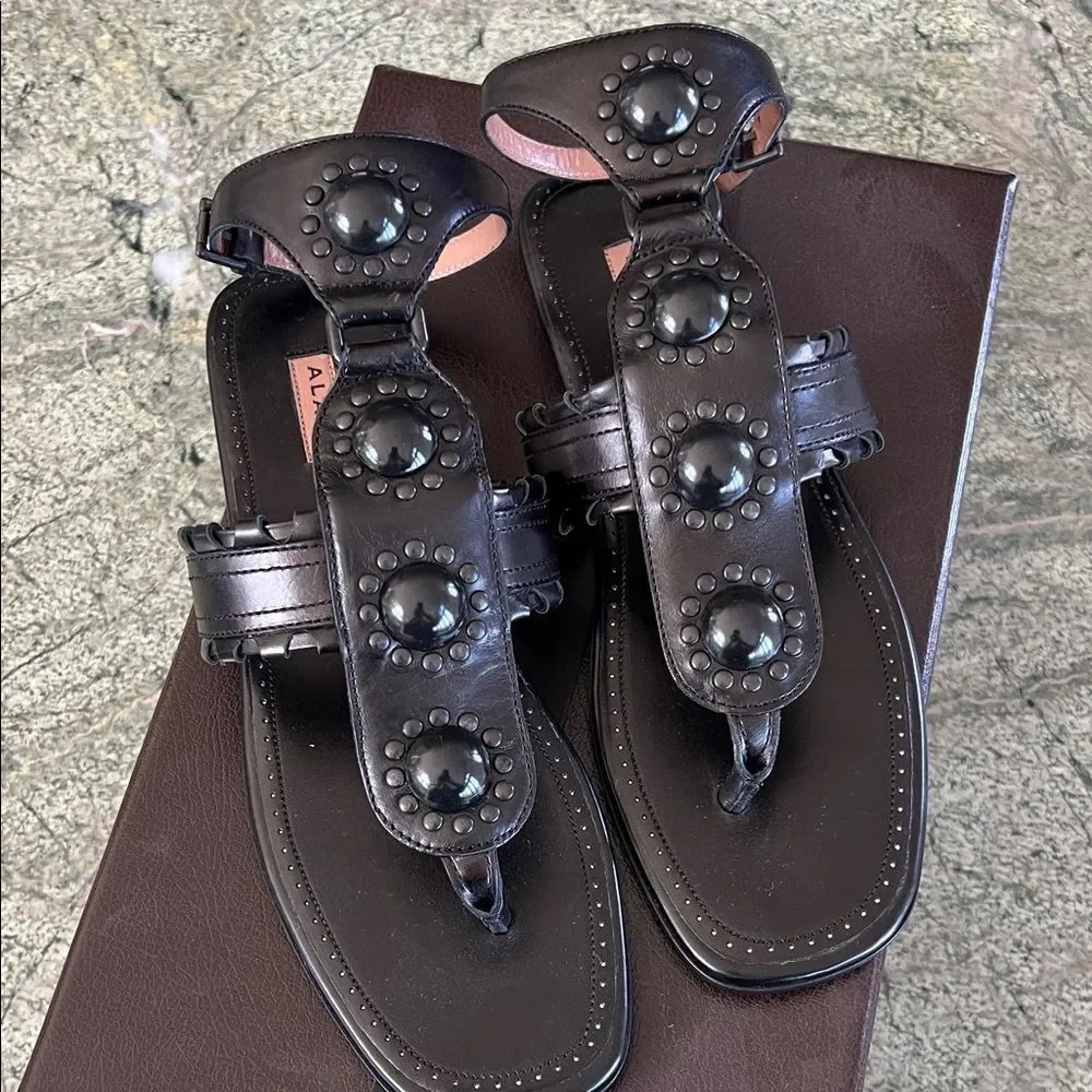 Alaia Black Embellished Men's Sandals